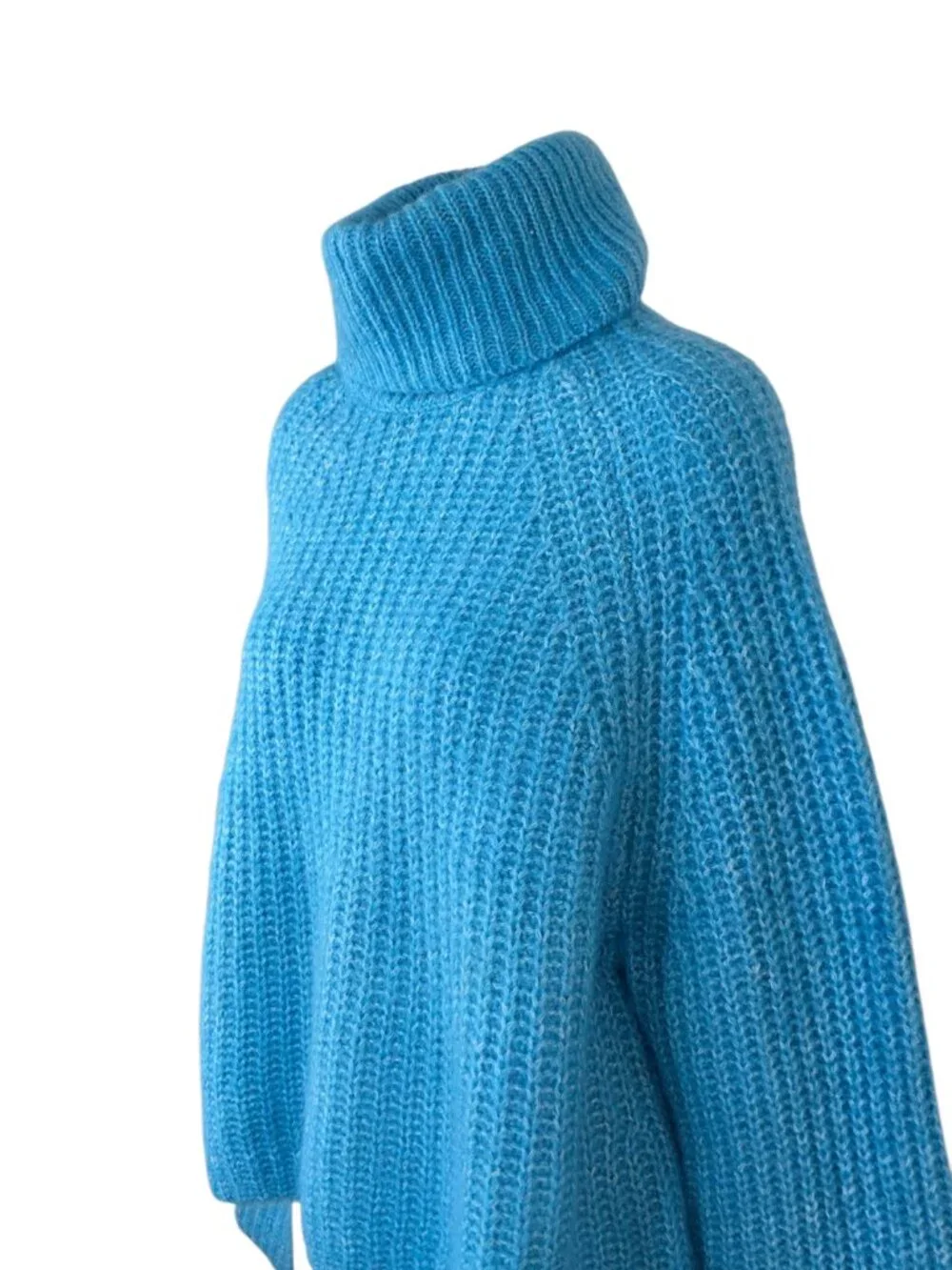 Zara Long Sleeve Turtleneck Knit Sweater, Blue, Pullover, Size M - Picture 7 of 7